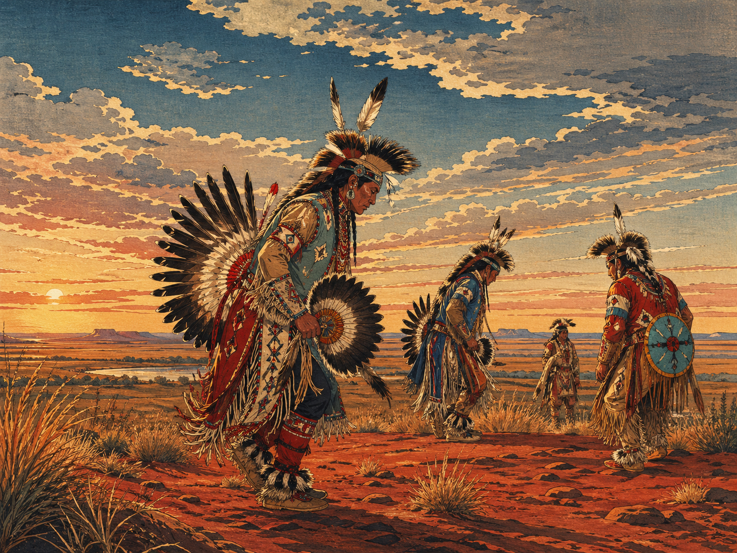 赤土の上に立つ先住民文化の記憶を象徴する風景